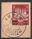 Michel Nr. 862, Hansestadt Lübeck auf Briefstück mit Ersttagsstempel.